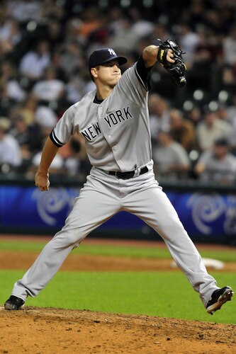CLEVELAND, OH - JULY 5: Lance Pendleton #39 of the New York Yankees pitches during the eighth inning against the Cleveland Indians at Progressive Field on July 5, 2011 in Cleveland, Ohio. The Yankees defeated the Indians 9-2. <br /><br /><span class="help">(Photo by Jason Miller/Getty Images)</span>