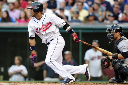 CLEVELAND, OH - JULY 6: Orlando Cabrera #20 of the Cleveland Indians singles during the first inning at Progressive Field on July 6, 2011 in Cleveland, Ohio. <br /><br /><span class="help">(Photo by Jason Miller/Getty Images)</span>