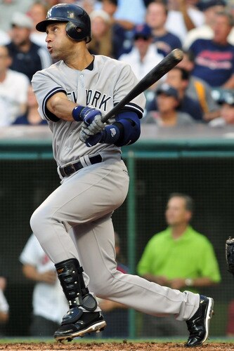 CLEVELAND, OH - JULY 6: Derek Jeter #2 of the New York Yankees watches a fly ball to center field for an out during the third inning against the Cleveland Indians at Progressive Field on July 6, 2011 in Cleveland, Ohio. <br /><br /><span class="help">(Photo by Jason Miller/Getty Images)</span>