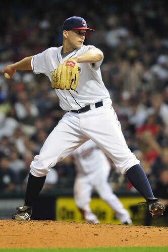CLEVELAND, OH - JULY 6: Starting pitcher Justin Masterson #63 of the Cleveland Indians pitches during the seventh inning against the New York Yankees at Progressive Field on July 6, 2011 in Cleveland, Ohio. <br /><br /><span class="help">(Photo by Jason Miller/Getty Images)</span>