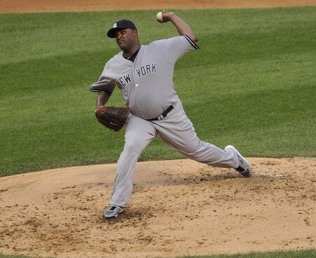 CHICAGO, IL - AUGUST 01: CC Sabathia #52 of the New York Yankees pitches against the Chicago White Sox on August 1, 2011 at U.S. Cellular Field in Chicago, Illinois.  <br /><br /><span class="help">(Photo by David Banks/Getty Images)</span>