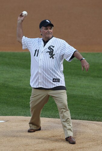CHICAGO, IL - AUGUST 03:  Former Chicago Mayor Richard M. Daley throws a ceremonial first pitch after a ceremony honoring his 22 years as mayor before the New York Yankees take on the Chicago White Sox at U.S. Cellular Field on August 3, 2011 in Chicago, Illinois.  <br /><br /><span class="help">(Photo by Jonathan Daniel/Getty Images)</span>