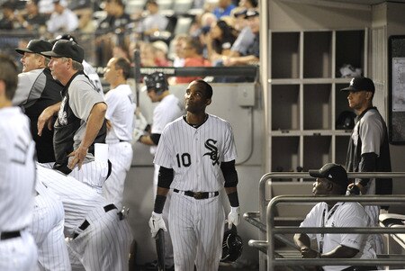 CHICAGO, IL - AUGUST 04:  Alexei Ramirez #10 of the Chicago White Sox walks through the dugout after lining out in the ninth inning against the New York Yankees at U.S. Cellular Field on August 4, 2011 in Chicago, Illinois. The Yankees won 7-2.  <br /><br /><span class="help">(Photo by Brian Kersey/Getty Images)</span>