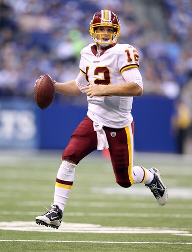 INDIANAPOLIS, IN - AUGUST 19:  John Beck #3 of the Washington Redskins looks to pass the ball during the game against Indianapolis Colts at Lucas Oil Stadium on August 19, 2011 in Indianapolis, Indiana.  <br /><br /><span class="help">(Photo by Andy Lyons/Getty Images)</span>