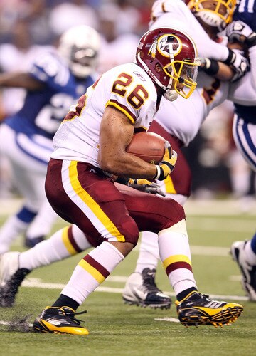 INDIANAPOLIS, IN - AUGUST 19:  Roy Helu #26 of the Washington Redskins runs with the ball during the game against Indianapolis Colts at Lucas Oil Stadium on August 19, 2011 in Indianapolis, Indiana.  <br /><br /><span class="help">(Photo by Andy Lyons/Getty Images)</span>