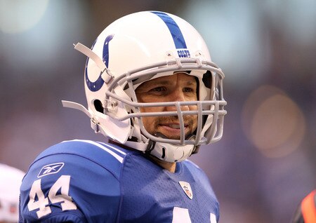 INDIANAPOLIS, IN - AUGUST 19:  Dallas Clark #44 of the Indianapolis Colts watches the action during the game against the Washington Redskins at Lucas Oil Stadium on August 19, 2011 in Indianapolis, Indiana.  <br /><br /><span class="help">(Photo by Andy Lyons/Getty Images)</span>