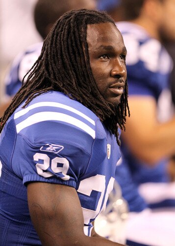 INDIANAPOLIS, IN - AUGUST 19: Joseph Addai #44 of the Indianapolis Colts watches the action during the game against the Washington Redskins at Lucas Oil Stadium on August 19, 2011 in Indianapolis, Indiana.  <br /><br /><span class="help">(Photo by Andy Lyons/Getty Images)</span>