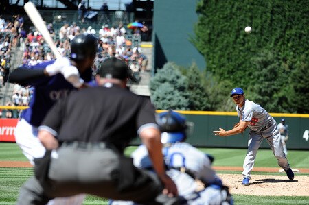 DENVER, CO - AUGUST 20:  Ted Lilly #29 of the Los Angeles Dodgers pitches during the game against the Colorado Rockies at Coors Field on August 20, 2011 in Denver, Colorado.  <br /><br /><span class="help">(Photo by Garrett W. Ellwood/Getty Images)</span>