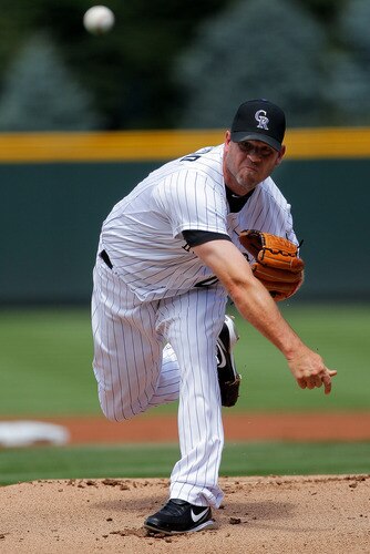DENVER, CO - AUGUST 21:  Starting pitcher Kevin Millwood #40 of the Colorado Rockies works the first inning against the Los Angeles Dodgers at Coors Field on August 21, 2011 in Denver, Colorado.  <br /><br /><span class="help">(Photo by Justin Edmonds/Getty Images)</span>