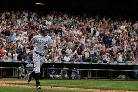 DENVER, CO - AUGUST 21:  Seth Smith #7 of the Colorado Rockies watches his two run go-ahead home run against Chad Billingsley #58 of the Los Angeles Dodgers during the seventh inning at Coors Field on August 21, 2011 in Denver, Colorado.  The Rockies defeated the Dodgers 5-3. <br /><br /><span class="help">(Photo by Justin Edmonds/Getty Images)</span>