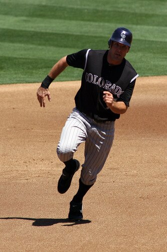 LOS ANGELES, CA - AUGUST 27:  Seth Smith #7 of the Colorado Rockies runs to third base against the Los Angeles Dodgers in the second inning of the game at Dodger Stadium on August 27, 2011 in Los Angeles, California.  <br /><br /><span class="help">(Photo by Jeff Golden/Getty Images)</span>