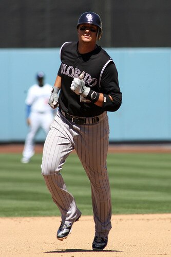 LOS ANGELES, CA - AUGUST 27:  Troy Tulowitzki #2 of the Colorado Rockies rounds the bases after hitting a two-run home run against the Los Angeles Dodgers in the third inning of the game at Dodger Stadium on August 27, 2011 in Los Angeles, California.  <br /><br /><span class="help">(Photo by Jeff Golden/Getty Images)</span>