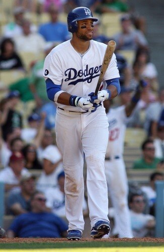 LOS ANGELES, CA - AUGUST 27:  James Loney #7 of the Los Angeles Dodgers watches his game-tying home run against the Colorado Rockies in the bottom of the ninth inning at Dodger Stadium on August 27, 2011 in Los Angeles, California.  <br /><br /><span class="help">(Photo by Jeff Golden/Getty Images)</span>