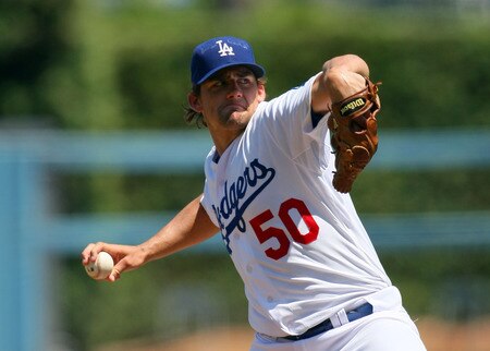 LOS ANGELES, CA - AUGUST 28:  Pitcher Nathan Eovaldi #50 of the Los Angeles Dodgers pitches in the first inning during the MLB game against the Colorado Rockies at Dodger Stadium on August 28, 2011 in Los Angeles, California.  <br /><br /><span class="help">(Photo by Victor Decolongon/Getty Images)</span>