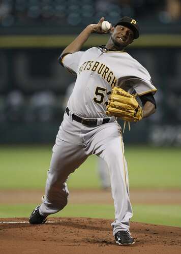 HOUSTON - AUGUST 31:  Pitcher James McDonald #53 of the PIttsburgh Pirates throws against the Houston Astros in the first inning at Minute Maid Park on August 31, 2011 in Houston, Texas.  <br /><br /><span class="help">(Photo by Bob Levey/Getty Images)</span>