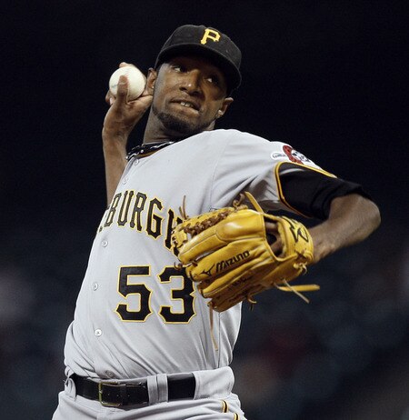 HOUSTON - AUGUST 31:  Pitcher James McDonald #53 of the PIttsburgh Pirates throws against the Houston Astros in the first inning at Minute Maid Park on August 31, 2011 in Houston, Texas.  <br /><br /><span class="help">(Photo by Bob Levey/Getty Images)</span>
