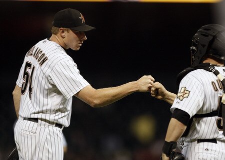 HOUSTON - AUGUST 31:  Pitcher Mark Melancon #54 of the Houston Astros celebrates with catcher Humberto Quintero #55 after the final out at Minute Maid Park on August 31, 2011 in Houston, Texas. Houtson won 2-0.  <br /><br /><span class="help">(Photo by Bob Levey/Getty Images)</span>