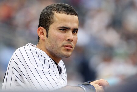 NEW YORK, NY - SEPTEMBER 05:  Jesus Montero #63 of the New York Yankees looks on against the Baltimore Orioles on September 5, 2011 at Yankee Stadium in the Bronx borough of New York City.  <br /><br /><span class="help">(Photo by Jim McIsaac/Getty Images)</span>