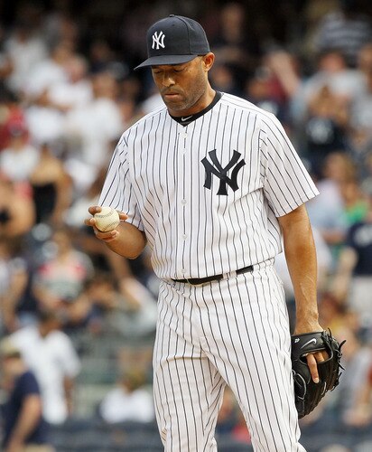 NEW YORK, NY - SEPTEMBER 05:  Mariano Rivera #42 of the New York Yankees looks on during the ninth inning against the Baltimore Orioles on September 5, 2011 at Yankee Stadium in the Bronx borough of New York City.  <br /><br /><span class="help">(Photo by Jim McIsaac/Getty Images)</span>