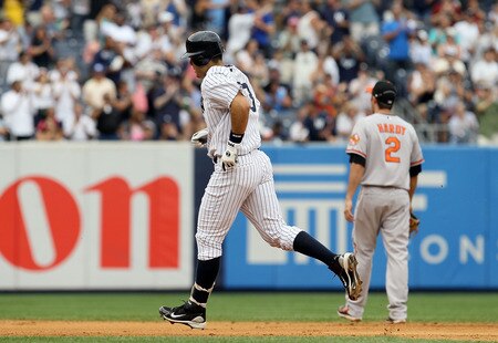 NEW YORK, NY - SEPTEMBER 05:  Jesus Montero #63 of the New York Yankees runs the bases after his seventh-inning two-run home run past J.J. Hardy #2 of the Baltimore Orioles on September 5, 2011 at Yankee Stadium in the Bronx borough of New York City. It was montero's second home run of the game.  <br /><br /><span class="help">(Photo by Jim McIsaac/Getty Images)</span>