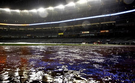 NEW YORK - SEPTEMBER 06:  A general view of the rain delay before a scheduled game between the Baltimore Orioles and the New York Yankees at Yankee Stadium on September 6, 2011 in the Bronx Borough of New York City.  <br /><br /><span class="help">(Photo by Jeff Zelevansky/Getty Images)</span>