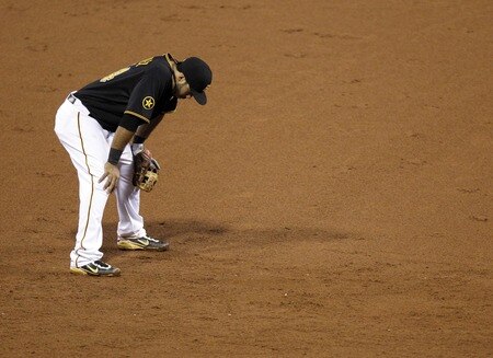 PITTSBURGH, PA - SEPTEMBER 06:  Pedro Alvarez #24 of the Pittsburgh Pirates reacts to giving up two runs in the top of the ninth against the Houston Astros during the game on September 6, 2011 at PNC Park in Pittsburgh, Pennsylvania.  The Astros defeated the Pirates 4-1.  <br /><br /><span class="help">(Photo by Justin K. Aller/Getty Images)</span>
