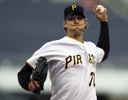 PITTSBURGH, PA - SEPTEMBER 07:  Brian Burres #71 of the Pittsburgh Pirates pitches against the Houston Astros during the game on September 7, 2011 at PNC Park in Pittsburgh, Pennsylvania.  <br /><br /><span class="help">(Photo by Justin K. Aller/Getty Images)</span>