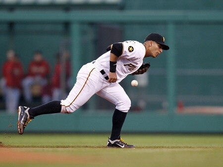 PITTSBURGH, PA - SEPTEMBER 07:  Ronny Cedeno #5 of the Pittsburgh Pirates misplays a ground ball against the Houston Astros during the game on September 7, 2011 at PNC Park in Pittsburgh, Pennsylvania.  <br /><br /><span class="help">(Photo by Justin K. Aller/Getty Images)</span>