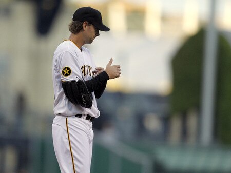 PITTSBURGH, PA - SEPTEMBER 07:  Brian Burres #71 of the Pittsburgh Pirates reacts after giving up back to back home runs against the Houston Astros during the game on September 7, 2011 at PNC Park in Pittsburgh, Pennsylvania.  <br /><br /><span class="help">(Photo by Justin K. Aller/Getty Images)</span>