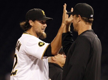 PITTSBURGH, PA - SEPTEMBER 07:  Joel Hanrahan #52 of the Pittsburgh Pirates celebrates the win against the Houston Astros during the game on September 7, 2011 at PNC Park in Pittsburgh, Pennsylvania.  The Pirates defeated the Astros 5-4.  <br /><br /><span class="help">(Photo by Justin K. Aller/Getty Images)</span>