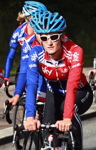 COPENHAGEN, DENMARK - SEPTEMBER 22:  Elizabeth Armitstead of Great Britain rides with her GB team mates during training ahead of the UCI Road World Championships on September 22, 2011 in Copenhagen, Denmark.  <br /><br /><span class="help">(Photo by Bryn Lennon/Getty Images)</span>