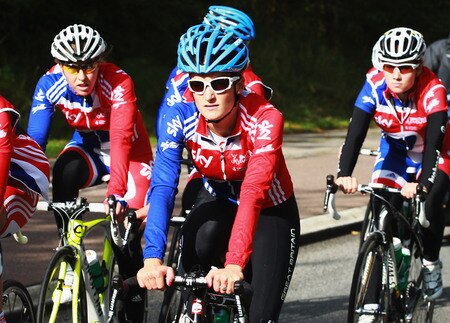COPENHAGEN, DENMARK - SEPTEMBER 22:  Elizabeth Armitstead of Great Britain (c) rides alongside Nicole Cooke (l) and her GB team mates during training ahead of the UCI Road World Championships on September 22, 2011 in Copenhagen, Denmark.  <br /><br /><span class="help">(Photo by Bryn Lennon/Getty Images)</span>