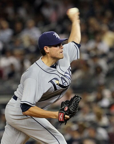 NEW YORK, NY - SEPTEMBER 22:  Matt Moore #55 of the Tampa Bay Rays pitches against the New York Yankees on September 22, 2011 at Yankee Stadium in the Bronx borough of New York City.  <br /><br /><span class="help">(Photo by Jim McIsaac/Getty Images)</span>