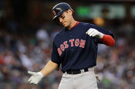 NEW YORK, NY - SEPTEMBER 24: Jacoby Ellsbury #2 of the Boston Red Sox reacts after flying out against the New York Yankees on September 24, 2011 at Yankee Stadium in the Bronx borough of New York City.  <br /><br /><span class="help">(Photo by Nick Laham/Getty Images)</span>