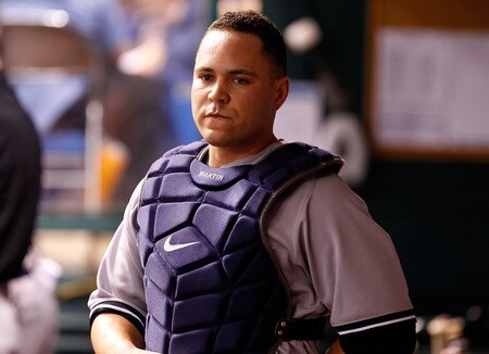 ST. PETERSBURG, FL - SEPTEMBER 27:  Catcher Russell Martin #55 of the New York Yankees smiles after his home run against the Tampa Bay Rays during the game at Tropicana Field on September 27, 2011 in St. Petersburg, Florida.  <br /><br /><span class="help">(Photo by J. Meric/Getty Images)</span>