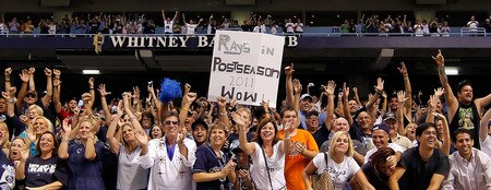 ST PETERSBURG, FL - SEPTEMBER 28:  Fans of the Tampa Bay Rays celebrate the Rays victory over the New York Yankees at Tropicana Field on September 28, 2011 in St. Petersburg, Florida.  <br /><br /><span class="help">(Photo by J. Meric/Getty Images)</span>