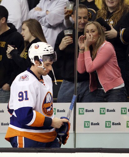 BOSTON, MA - NOVEMBER 07:  John Tavares #91 of the New York Islanders walks off the bench after the game against the Boston Bruins on November 7, 2011 at TD Garden in Boston, Massachusetts. The Boston Bruins defeated the New York Islanders 6-2.  <br /><br /><span class="help">(Photo by Elsa/Getty Images)</span>