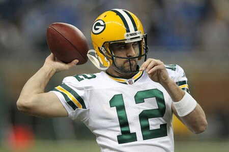 DETROIT, MI - NOVEMBER 24: Aaron Rodgers #12 of the Green Bay Packers warms up prior to the start of the game against the Detroit Lions at Ford Field on November 24, 2011 in Detroit, Michigan.  <br /><br /><span class="help">(Photo by Leon Halip/Getty Images)</span>