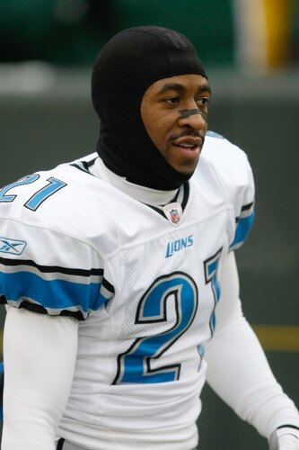 GREEN BAY, WI - JANUARY 1:  Eric Wright #21 of the Detroit Lions looks on during pre game warm ups prior to the game against the Green Bay Packers at Lambeau Field on January 1, 2012 in Green Bay, Wisconsin. <br /><br /><span class="help">(Photo by Scott Boehm/Getty Images)</span>