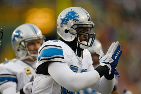 GREEN BAY, WI - JANUARY 1: Ashlee Palmer #58 of the Detroit Lions signals a safety during the game against the Green Bay Packers at Lambeau Field on January 1, 2012 in Green Bay, Wisconsin. <br /><br /><span class="help">(Photo by Scott Boehm/Getty Images)</span>