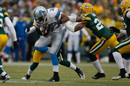 GREEN BAY, WI - JANUARY 1: Don Carey #31 of the Detroit Lions runs during the game against the Green Bay Packers at Lambeau Field on January 1, 2012 in Green Bay, Wisconsin. <br /><br /><span class="help">(Photo by Scott Boehm/Getty Images)</span>