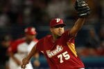 MIAMI - MARCH 16:  Closer Francisco Rodriguez #75 of Venezuela pitches against Puerto Rico during day 3 of round 2 of the World Baseball Classic at Dolphin Stadium on March 16, 2009 in Miami, Florida. Venezuela defeated Puerto Rico 2-0.  (Photo by Doug Benc/Getty Images)