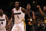 OKLAHOMA CITY - MARCH 14:  DeMarre Carroll #1 of the Missouri Tigers and Anthony Jones #41 of the Baylor Bears during the Phillips 66 Big 12 Men's Basketball Championship finals at the Ford Center March 14, 2009 in Oklahoma City, Oklahoma.  (Photo by Ronald Martinez/Getty Images)