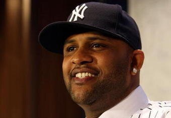 NEW YORK - DECEMBER 18:  CC Sabathia talks to the media during a press conference to announce his signing to the New York Yankees at Yankee Stadium on December 18, 2008  in the Bronx borough of New York City.  (Photo by Nick Laham/Getty Images)