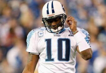 INDIANAPOLIS - DECEMBER 28:  Quarterback Vince Young #10 of the Tennessee Titans walk off the field during the game against the Indianapolis Colts on December 28, 2008 at Lucas Oil Stadium in Indianapolis, Indiana. (Photo by: Jamie Squire/Getty Images)