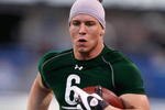INDIANAPOLIS, IN - FEBRUARY 23:  Linebacker Brian Cushing of USC runs with the football during the NFL Scouting Combine presented by Under Armour at Lucas Oil Stadium on February 23, 2009 in Indianapolis, Indiana. (Photo by Scott Boehm/Getty Images)