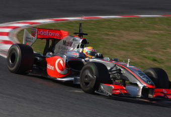 BARCELONA, SPAIN - MARCH 12:  Lewis Hamilton of Great Britain and team Mclaren Mercedes in action during formula one testing at the Circuit de Catalunya on March 12, 2009 in Barcelona, Spain.  (Photo by Mark Thompson/Getty Images)