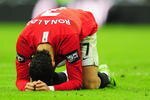 LONDON - MARCH 01:  Cristiano Ronaldo of Manchester United is despondent during the Carling Cup Final match between Manchester United and Tottenham Hotspur at Wembley Stadium on March 1, 2009 in London, England.  (Photo by Mike Hewitt/Getty Images)