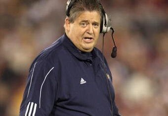 LOS ANGELES - NOVEMBER 29:  Head coach Charlie Weis of the Notre Dame Fighting Irish walks on the sidelines during the game against the USC Trojans at the Memorial Coliseum on November 29, 2008 in Los Angeles, California. (Photo by: Jeff Gross/Getty Images)