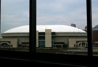 INDIANAPOLIS - SEPTEMBER 21:  A view of the RCA Dome taken from Lucas Oil Stadium on September 21, 2008 in Indianapolis, Indiana.  (Photo by Ronald Martinez/Getty Images)